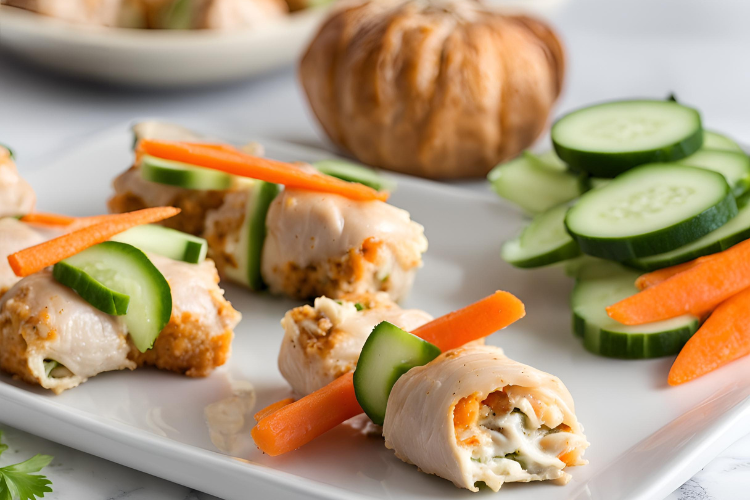 Turkey and Cheese Roll-Ups with Veggie Sticks