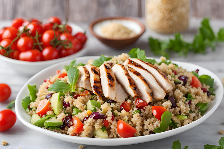 Organic Quinoa Salad with Grilled Chicken