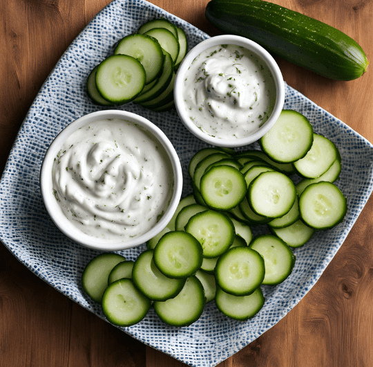 Sliced Cucumbers with Ranch Dip